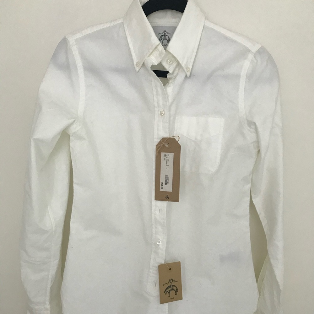 New with tag brooks brothers black fleece white cotton shirt- BB0, xs